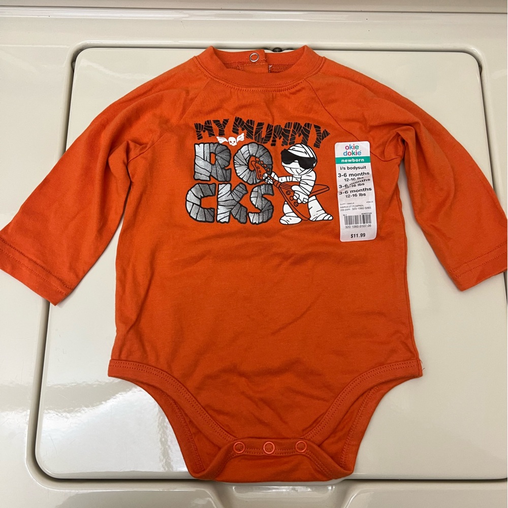 Okie-Dokie LS Bodysuit 3-6 months “My  Mummy Rocks” 100% Cotton NWT